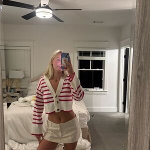 Striped Pink and White Cardigan